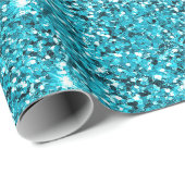 Türkis Aqua Glitzy Sparkle Glitzer Geschenkpapier (Rolleneckpunkt)