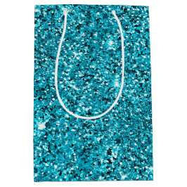 Türkis Aqua Glitzy Sparkle Glitzer Mittlere Geschenktüte