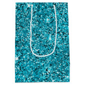 Türkis Aqua Glitzy Sparkle Glitzer Mittlere Geschenktüte (Rückseite)