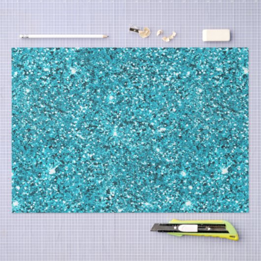 Türkis Aqua Glitzy Sparkle Glitzer Seidenpapier (Handwerk)