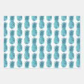Türkis Aqua Gold Glitzer Tropische Ananas Geschenkpapier Set (Vorderseite)