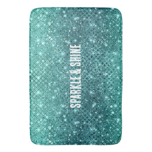 Türkis Aqua Green Sparkle Badematte (Vorderseite Vertikal)