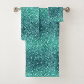Türkis Aqua Green Sparkle Badhandtuch Set (Insitu)