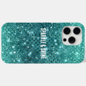 Türkis Aqua Green Sparkle Case-Mate iPhone Hülle (Rückseite (Horizontal))