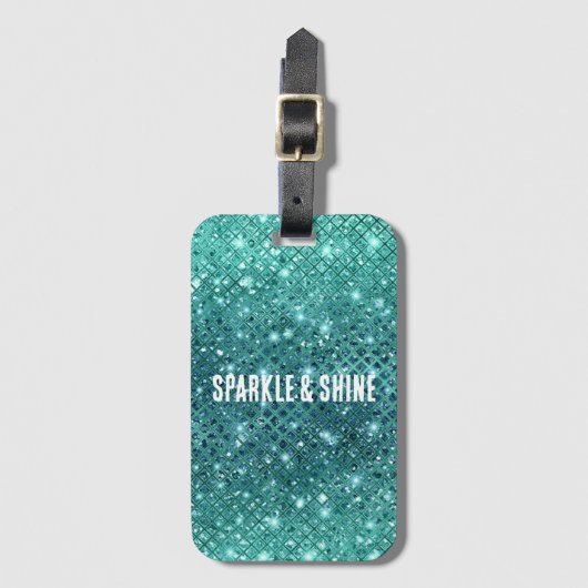 Türkis Aqua Green Sparkle Gepäckanhänger (Vorderseite Vertikal)