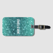 Türkis Aqua Green Sparkle Gepäckanhänger (Vorderseite (Horizontal))