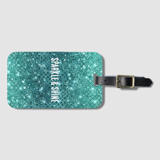 Türkis Aqua Green Sparkle Gepäckanhänger (Vorderseite (Horizontal))