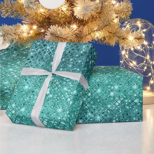 Türkis Aqua Green Sparkle Geschenkpapier (Feiertage)