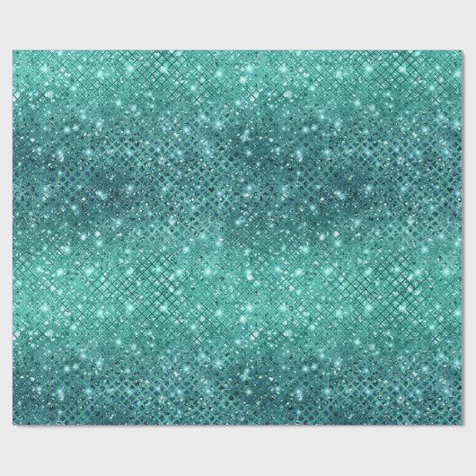Türkis Aqua Green Sparkle Geschenkpapier (Flach)
