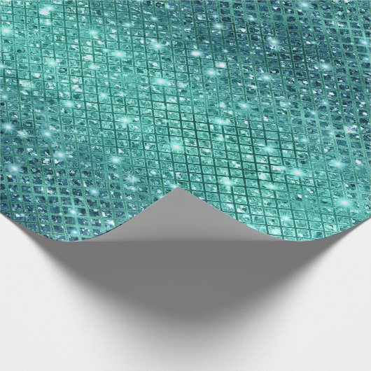 Türkis Aqua Green Sparkle Geschenkpapier (Ecke)