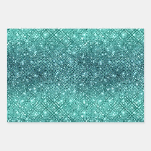 Türkis Aqua Green Sparkle Geschenkpapier Set (Vorderseite 3)