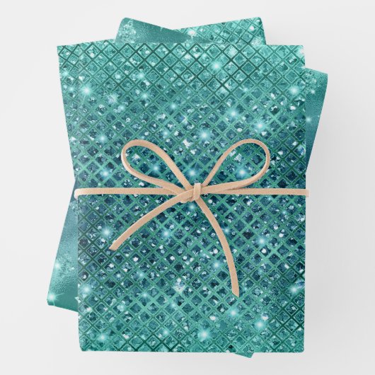 Türkis Aqua Green Sparkle Geschenkpapier Set (Beispiel)