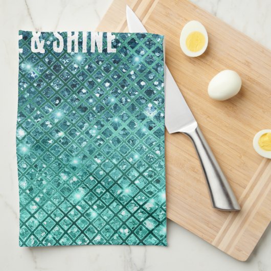 Türkis Aqua Green Sparkle Geschirrtuch (Viertel Falte)