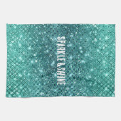 Türkis Aqua Green Sparkle Geschirrtuch (Horizontal)
