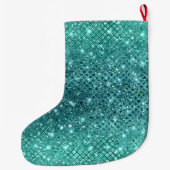Türkis Aqua Green Sparkle Großer Weihnachtsstrumpf (Rückseite)
