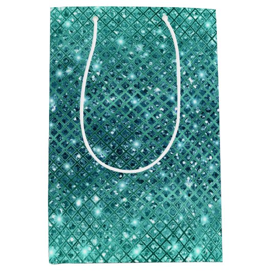 Türkis Aqua Green Sparkle Mittlere Geschenktüte
