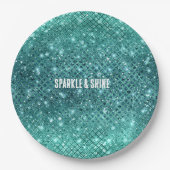Türkis Aqua Green Sparkle Pappteller (Vorderseite)