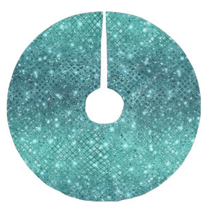 Türkis Aqua Green Sparkle Polyester Weihnachtsbaumdecke
