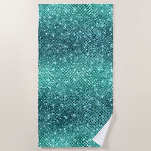 Türkis Aqua Green Sparkle Strandtuch (Vorderseite)