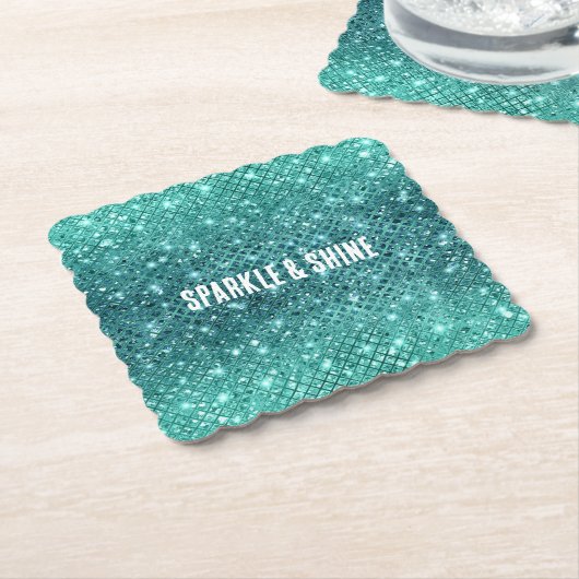 Türkis Aqua Green Sparkle Untersetzer (angewinkelt)