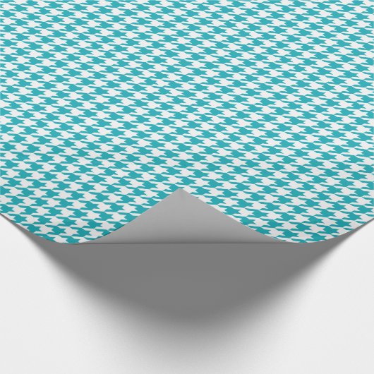 Türkis Aqua Hahnentrittmuster Pattern Geschenkpapier (Ecke)