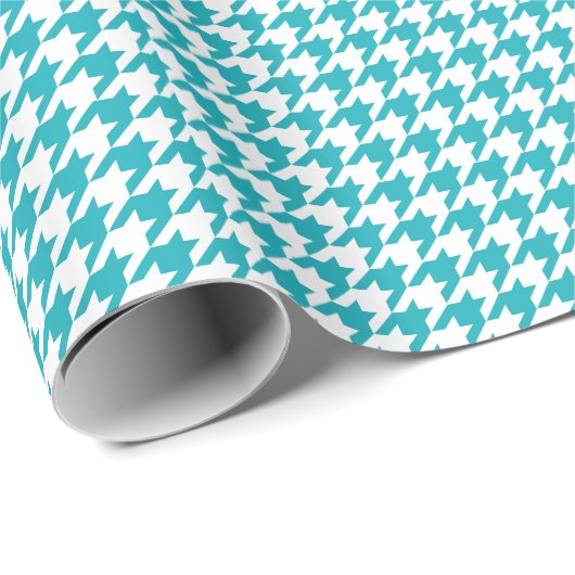 Türkis Aqua Hahnentrittmuster Pattern Geschenkpapier (Rolleneckpunkt)