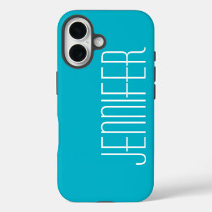 Türkis Aqua Jumbo Name Personalisiert Tough iPhone 16 Hülle