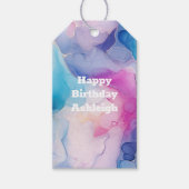 Türkis Aqua Lila Rosa Marmor Geburtstag Geschenkanhänger (Vorderseite)