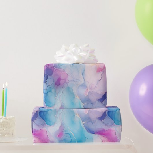 Türkis Aqua Lila Rosa Marmor Geburtstag Geschenkpapier (Partygeschenke)