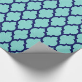 Türkis Aqua Navy XL Marokkanisches Quatrefolie #4 Geschenkpapier (Ecke)