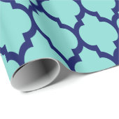 Türkis Aqua Navy XL Marokkanisches Quatrefolie #4 Geschenkpapier (Rolleneckpunkt)