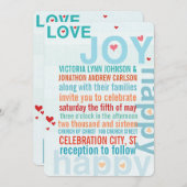 Türkis Aqua Red Modern Typografy Love Bird Einladung (Vorne/Hinten)