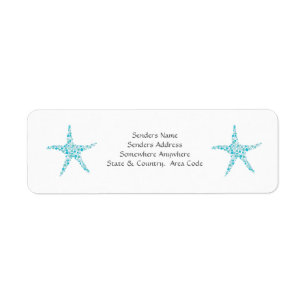 Türkis Aqua Starfish Kleine Adressetiketten