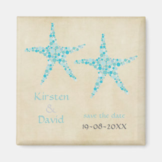 Türkis Aqua Starfish Pair Speichern Sie das Datum  Magnet