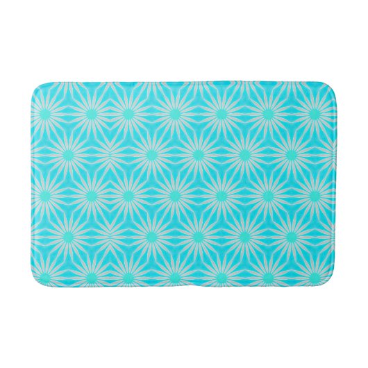 Türkis-, Aqua- und Grau-Blume mit Cyan Badematte (Vorderseite)