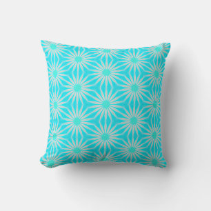 Türkis-, Aqua- und Grau-Blume mit Cyan Kissen