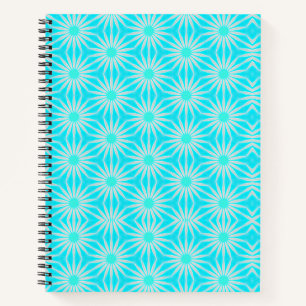 Türkis-, Aqua- und Grau-Blume mit Cyan Notizblock