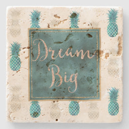 Türkis Aqua Weißer Ananas Traum Steinuntersetzer