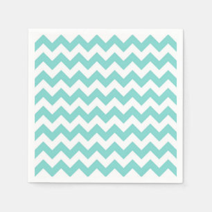 Türkis Aqua White Zickzack Zig-Zag Muster Serviette