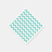 Türkis Aqua White Zickzack Zig-Zag Muster Serviette (Ecke)