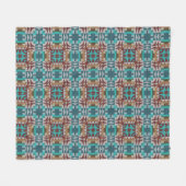Türkis Aquamarin Blue Dark Red Brown Grab Tribal A Fleecedecke (Vorderseite (Horizontal))