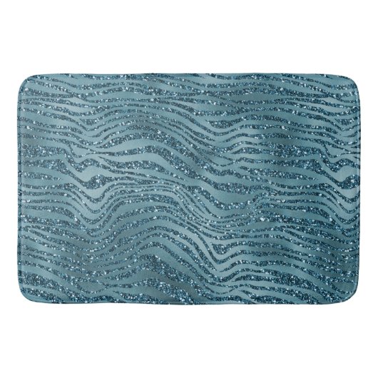 Türkis Aquamarin Blue Glitzer Zebra Print Badematte (Vorderseite)