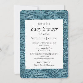 Türkis Aquamarin Blue Glitzer Zebra Print Einladung