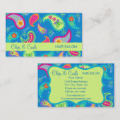 Türkis Aquamarin Blue Modern Paisley Pattern Visitenkarte (Vorne/Hinten)