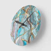 Türkis Aquamarin Geode Kintsugi Wedding Acrylic Tr Runde Wanduhr (Winkel)