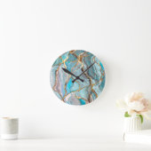 Türkis Aquamarin Geode Kintsugi Wedding Acrylic Tr Runde Wanduhr (Zuhause)