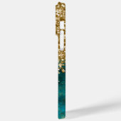 Türkis Aquamarin Glittery Gold Glam Personalisiert Case-Mate iPhone Hülle (Rückseite / Links)