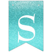 Türkis Aquamarin Ombre Glitzer SWEET 16 SIXTEEN Wimpelkette (Zweite Fahne)