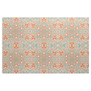 Türkis Aquamarin Orange Retro Nouveau Deko Muster Stoff