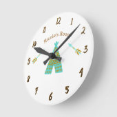 Türkis aquamarin u. Goldtepee-rustikales Runde Wanduhr (Winkel)